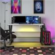 Pemberly Row Modern / Contemporary Adjustable Gaming Desk in White