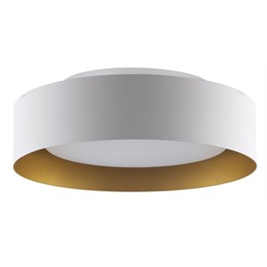 Pemberly Row Metal Flush Mount Ceiling Light in White and Gold