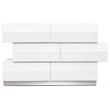 Pemberly Row 6-Drawer Poplar Wood Bedroom Dresser in White/Silver Base