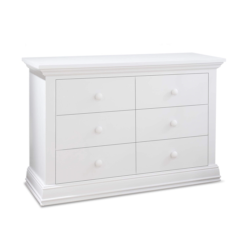 Pemberly Row Contemporary Transitional 6-Drawers Double Dresser in White
