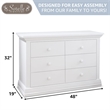 Pemberly Row Contemporary Transitional 6-Drawers Double Dresser in White
