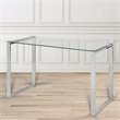 Pemberly Row Modern Transitional Glass Top Writing Desk in Silver