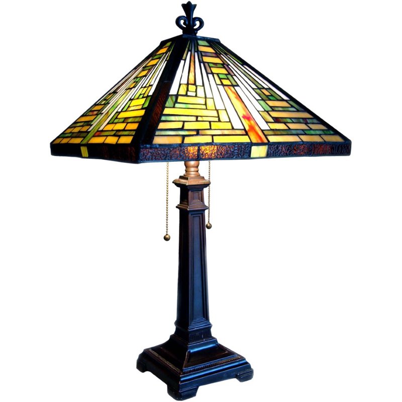 Pemberly Row Tiffany-style 2 Light Mission Table Lamp 14