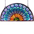 Pemberly Row Tiffany-style Peacock Feather Glass Window Panel 35x18