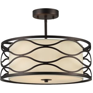 Pemberly Row 3 Light Rubbed Bronze Semi-flush Ceiling Fixture 16&quot Wide