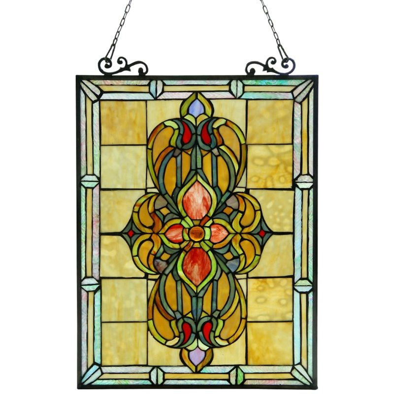 Pemberly Row Modern / Contemporary Tiffany-glass Window Panel 18x25