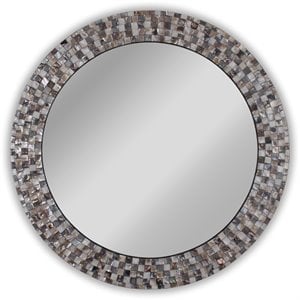Pemberly Row Vertical Hanging Seashell Round Framed Wall Mirror 30&quot Height