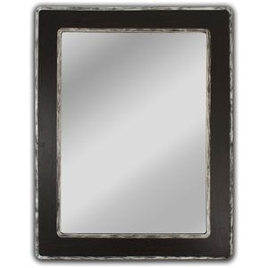 Pemberly Row Hanging Wood and Iron Silver/Black Wall Mirror 35&quot Height