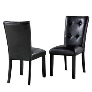 Pemberly Row Sterling Black Faux Leather Upholstered Dining Chair