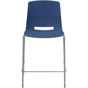 Pemberly Row Modern 25&quot Plastic Stackable Counter Stool in Navy
