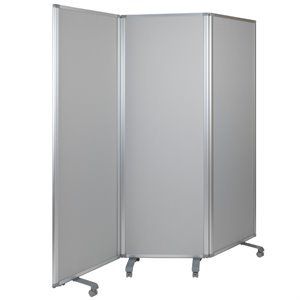 Pemberly Row 3 Panel 72&quot x 24&quot Mobile Magnetic Whiteboard Cloth Partition