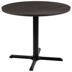 Pemberly Row 36&quot Round Wood Top Conference Table in Rustic Gray