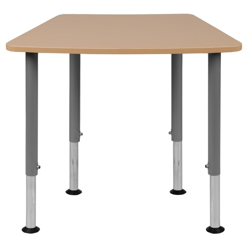 Pemberly Row Hexagonal Collaborative Adjustable Student Desk in Natural