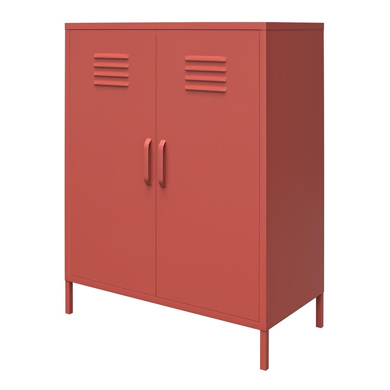 Pemberly Row 2 Door Metal Locker Storage Cabinet in Terracotta