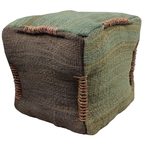 Pemberley Row Upholstered Green Pouf Square Lightweight 18&quot Assembled