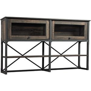 Pemberly Row Engineered Wood Large Hutch in Carbon Oak Finish