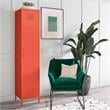 Pemberly Row Modern Single Metal Locker Storage Cabinet in Orange