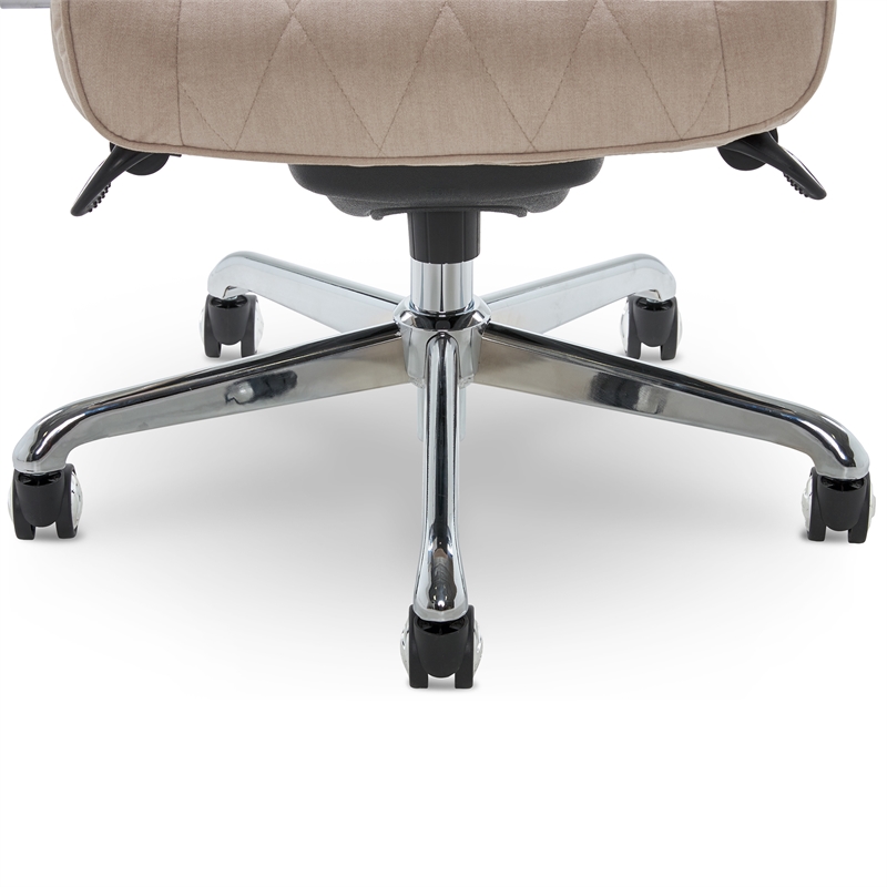 Pemberly Row Modern Quilted Fabric Executive Office Chair Cream