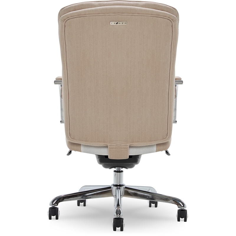 Pemberly Row Modern Quilted Fabric Executive Office Chair Cream