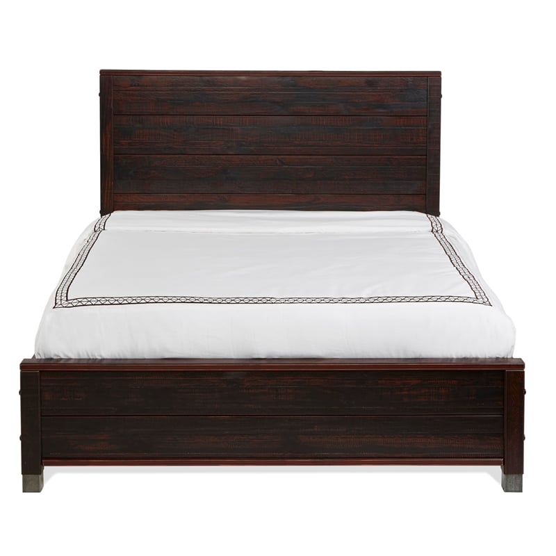 Pemberly Row Contemporary Solid Wood King Platform Bed in Walnut