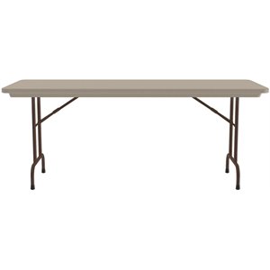 Pemberly Row 30&quotW x 60&quotD H-D Plastic Blow-Molded Folding Table in Mocha Brown
