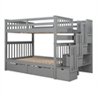 Pemberly Row Full Over Full Bunk Bed with Shelves and 6 Storage Drawers (Gray)