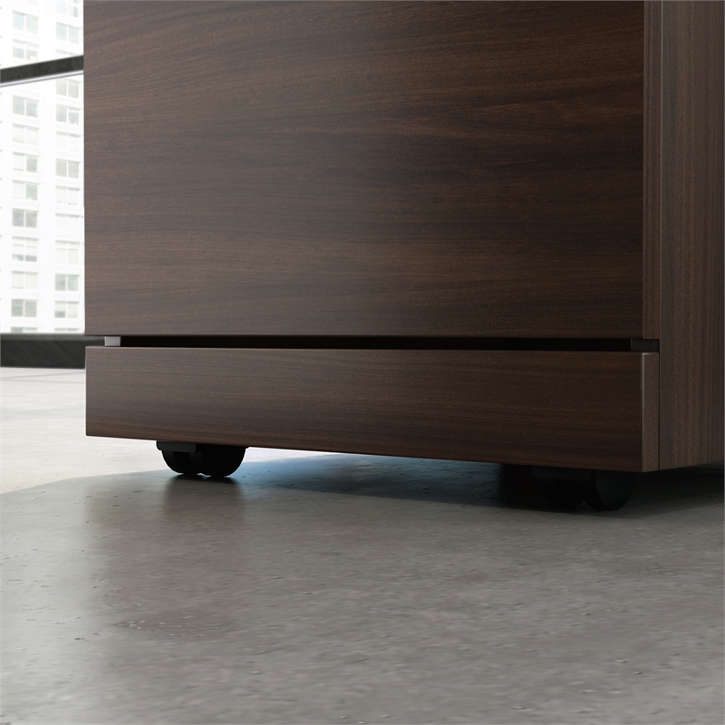 Pemberly Row Engineered Wood 3-Drawer Mobile Filing Cabinet in Noble Elm/Brown