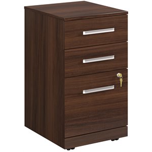 Pemberly Row Engineered Wood 3-Drawer Mobile Filing Cabinet in Noble Elm/Brown