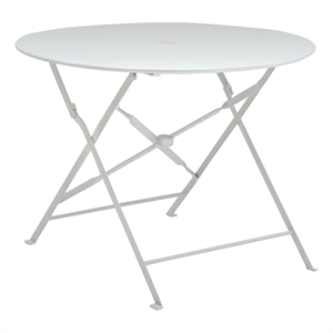 Pemberley Row Metal White Bistro Table Round Folding 36&quot Assembled