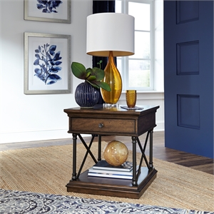 Pemberly Row Modern / Contemporary Drawer End Table in Brown