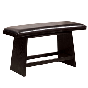 Pemberly Row Modern Faux Leather Padded Dining Bench in Black