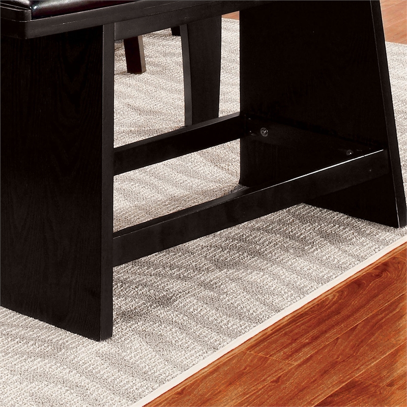 Pemberly Row Modern Faux Leather Padded Dining Bench in Black