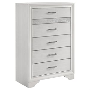 Pemberley Row MDF White Chest Rectangular Glittering Stripes 51.5&quotH Assembled
