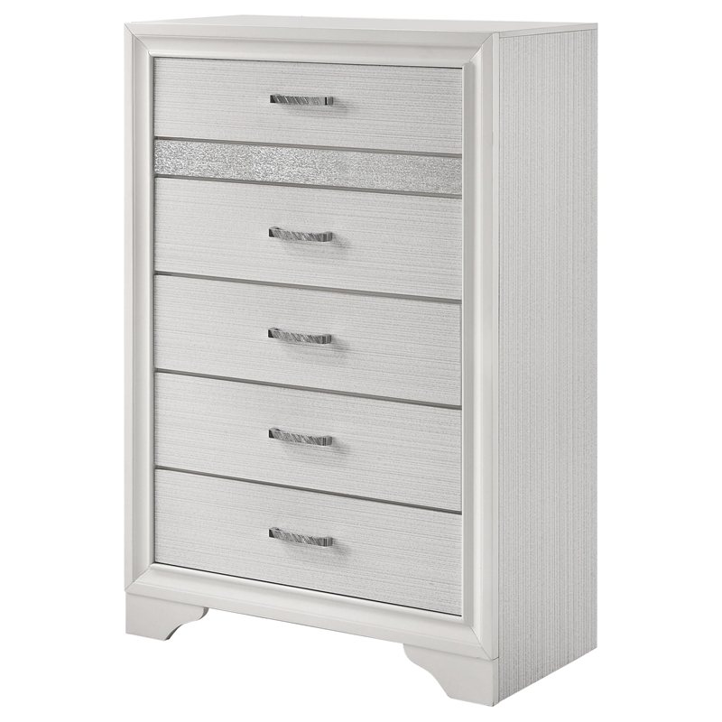 Pemberley Row MDF White Chest Rectangular Glittering Stripes 51.5