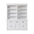 Pemberly Row Mahogany Wood Bookcase 5 Doors 3 Drawers in Classic White