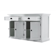 Pemberly Row Mahogany Wood Buffet Hutch Unit with 6 Shelves in White