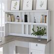 Pemberly Row 60W Hutch for L Shaped Desk in White/Shiplap Gray - Engineered Wood