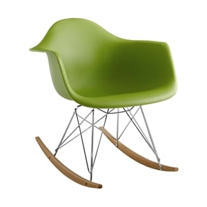 Pemberly Row 26&quot Mid-Century Plastic Rocker Arm Chair in Green