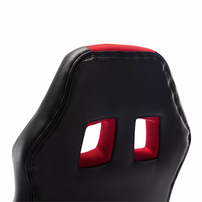 Pemberly Row Contemporary Faux Leather Swivel Gaming Chair in Red