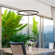 Pemberly Row Adjustable Aluminum ETL Certified Integrated LED Chandelier Black