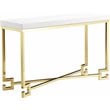 Pemberly Row Stainless Steel Console in White Lacquer & Gold