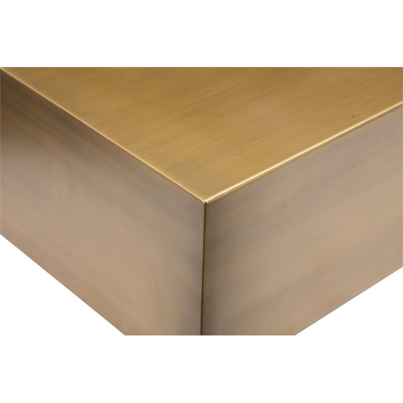 Pemberly Row Contemporary Metal Coffee Table in Brushed Brass