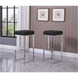 Pemberly Row Modern Faux Leather Backless Bar Stool in Black/Silver (Set of 2)
