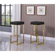 Pemberly Row Modern Faux Leather Backless Bar Stool in Black/Gold (Set of 2)