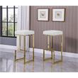 Pemberly Row Modern Faux Leather Backless Bar Stool in White/Gold (Set of 2)