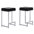 Pemberly Row Velvet Backless Counter Height Stool in Black/Silver (Set of 2)