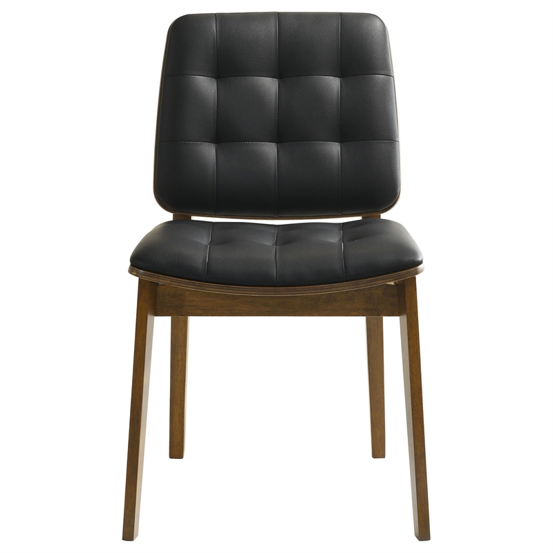 Pemberly Row Modern Tufted Faux Leather Dining Chairs in Black