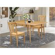 Pemberly Row 3-piece Wood Dining Set with Slat Back Chairs in Oak