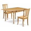 Pemberly Row 3-piece Wood Dining Set with Slat Back Chairs in Oak