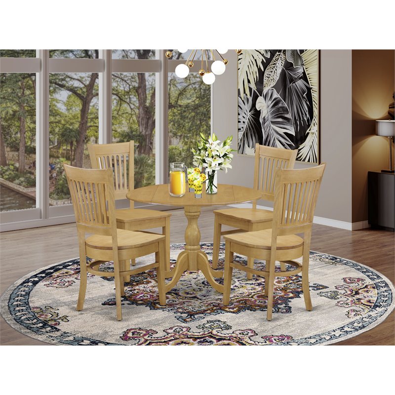 Pemberly Row Modern 5-piece Traditional Wood Dining Set in Oak